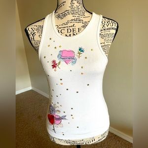 Heart Print Patchwork Jeans w/ Matching Tank Top